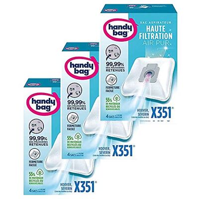 Handy Bag Sacs aspirateurs X351 Bluesky, Hoover, Severin 4 sacs + 1 filtre sortie d'air a découper Handy Bag Sacs aspirateurs X351 Bluesky, Hoover, Severin 4 sacs + 1 filtre sortie d'air a découper