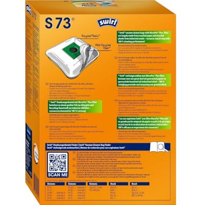 Swirl MicroPor Plus stofzuigerzak S 73 Voor Siemens en Bosch stofzuiger 4er Pack Swirl MicroPor Plus stofzuigerzak S 73 Voor Siemens en Bosch stofzuiger 4er Pack