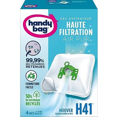 Handy Bag Melitta H41 Stofzuigerzakken, voor Hoover-stofzuiger, luchtdichte sluiting, anti-allergeen-filter, motorfilter Handy Bag Melitta H41 Stofzuigerzakken, voor Hoover-stofzuiger, luchtdichte sluiting, anti-allergeen-filter, motorfilter