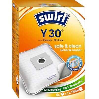 Swirl Y 30 MicroPor Plus stofzuigerzak voor LG Electronics, Rowenta stofzuiger, anti-allergeenfilter, 4 stuks incl. filter Swirl Y 30 MicroPor Plus stofzuigerzak voor LG Electronics, Rowenta stofzuiger, anti-allergeenfilter, 4 stuks incl. filter