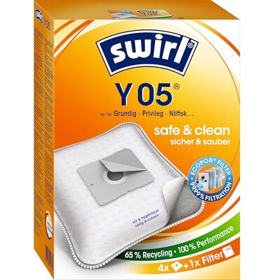 Swirl Y 05 MicroPor Plus stofzuigerzakken voor Dirt Devil, Progress, Samsung stofzuiger, anti-allergeen filter, 4 stuks incl. filter Swirl Y 05 MicroPor Plus stofzuigerzakken voor Dirt Devil, Progress, Samsung stofzuiger, anti-allergeen filter, 4 stuks incl. filter