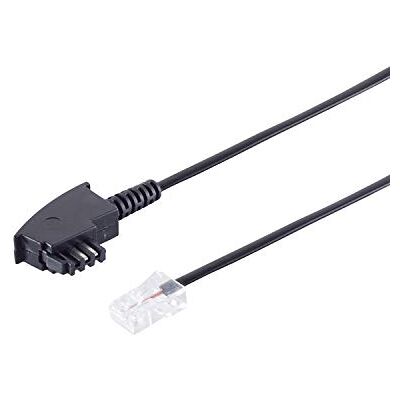 S/CONN maximum connectivity TAE-F kabel naar stekker RJ 45, A-4, B-5, 2,0m 2m DSL splitter/NTBA * TAE-F/Westernstekker met verspringende stekker zwart S/CONN maximum connectivity TAE-F kabel naar stekker RJ 45, A-4, B-5, 2,0m 2m DSL splitter/NTBA * TAE-F/Westernstekker met verspringende stekker zwart