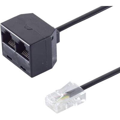 1aTTack.de 1 x 0,1 m Western 8/4 stekker op 2 x Western 8/4 RJ45-stekker op 2 x RJ45-bus 100 ohm 1aTTack.de 1 x 0,1 m Western 8/4 stekker op 2 x Western 8/4 RJ45-stekker op 2 x RJ45-bus 100 ohm