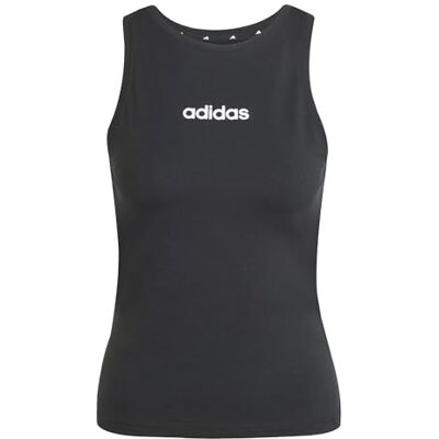 Adidas Dames Essentials Linear Slim Cotton Tank Shirt, Zwart/Wit, XS Adidas Dames Essentials Linear Slim Cotton Tank Shirt, Zwart/Wit, XS
