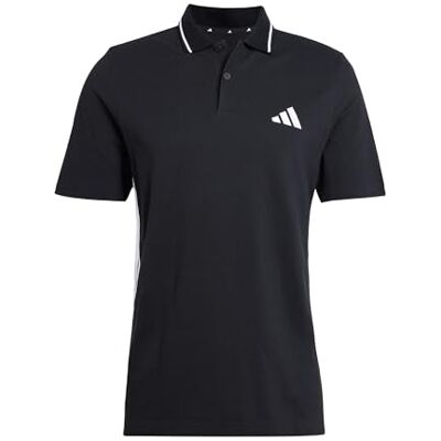 Adidas Essential Three Stripes piqué poloshirt voor heren, zwart/wit, XXL Adidas Essential Three Stripes piqué poloshirt voor heren, zwart/wit, XXL