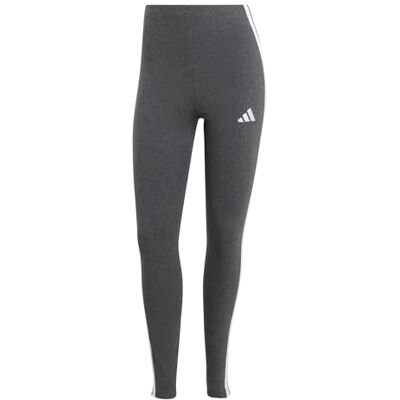 Adidas dam ESSENTIALS 3-STRIPES COTTON LEGGINGS, Donker Grijs Heather/Wit, L Adidas dam ESSENTIALS 3-STRIPES COTTON LEGGINGS, Donker Grijs Heather/Wit, L