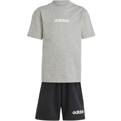 Adidas Uniseks kinderen Essentials LINEAR LOGO T-SHIRT SET, Medium Grey Heather/Wit, 3-4 jaar Adidas Uniseks kinderen Essentials LINEAR LOGO T-SHIRT SET, Medium Grey Heather/Wit, 3-4 jaar