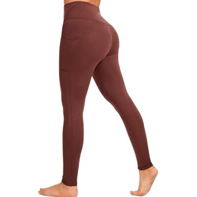 CAMBIVO Sportlegging voor dames, hoge taille, fitness, hardlopen, yoga, Bruin M CAMBIVO Sportlegging voor dames, hoge taille, fitness, hardlopen, yoga, Bruin M