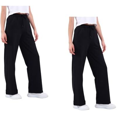 COMEOR Joggingbroek voor dames, losse trainingsbroek, brede pijpen, hoge elastische tailleband met trekkoord, sportkleding, yoga, ontspanning, vrije tijd M COMEOR Joggingbroek voor dames, losse trainingsbroek, brede pijpen, hoge elastische tailleband met trekkoord, sportkleding, yoga, ontspanning, vrije tijd M