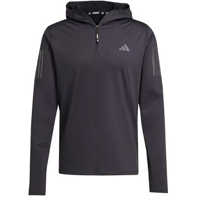 Adidas Heren Own the Run Winterized Hooded Half-Rits, Zwart, S Adidas Heren Own the Run Winterized Hooded Half-Rits, Zwart, S
