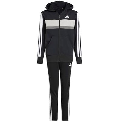 Adidas Uniseks kinderen Seasonal Essentials Tiberio 3 Stripes Fleece Track Suit, zwart/wit/grijs two, 13-14 jaar Adidas Uniseks kinderen Seasonal Essentials Tiberio 3 Stripes Fleece Track Suit, zwart/wit/grijs two, 13-14 jaar