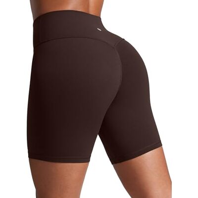 CRZ YOGA Butterlift shorts voor dames, 10/15 cm, geen naden aan de voorkant, hoge taille, yoga, Bruin in hete fudge, 40 40 CRZ YOGA Butterlift shorts voor dames, 10/15 cm, geen naden aan de voorkant, hoge taille, yoga, Bruin in hete fudge, 40 40