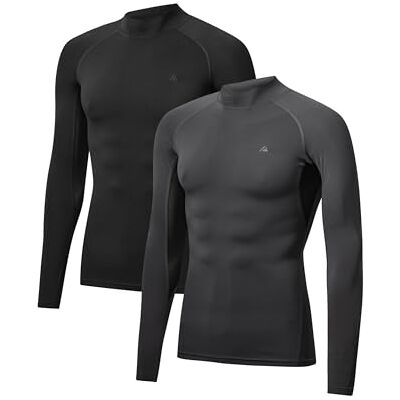 DANISH ENDURANCE Compressieshirt met lange mouwen, sneldrogend voor heren, ademend mesh, voor hardlopen en training, 2 stuks, Veelkleurig (1x Zwart, 1x Grijs), XL XL DANISH ENDURANCE Compressieshirt met lange mouwen, sneldrogend voor heren, ademend mesh, voor hardlopen en training, 2 stuks, Veelkleurig (1x Zwart, 1x Grijs), XL XL