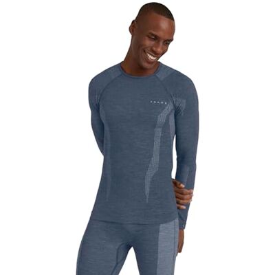 Falke Heren Wool-Tech ronde hals technisch ondergoed sportshirt lange mouwen voor koud weer tot zeer koud ademend klimaatregulerend geurremmend duurzaam wol functioneel garen 1 stuk Falke Heren Wool-Tech ronde hals technisch ondergoed sportshirt lange mouwen voor koud weer tot zeer koud ademend klimaatregulerend geurremmend duurzaam wol functioneel garen 1 stuk