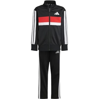Adidas Seasonal Essentials Tiberio 3 strepen trainingspak voor kinderen, uniseks, zwart/wit/pure robijn, 3-4 jaar Adidas Seasonal Essentials Tiberio 3 strepen trainingspak voor kinderen, uniseks, zwart/wit/pure robijn, 3-4 jaar