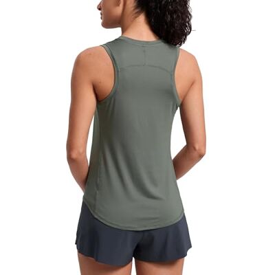 CRZ YOGA Lichtgewicht tanktop voor dames, racerback, mouwloos, trainingstops, hardloopshirts, atletische salie, grijs, 40 40 CRZ YOGA Lichtgewicht tanktop voor dames, racerback, mouwloos, trainingstops, hardloopshirts, atletische salie, grijs, 40 40