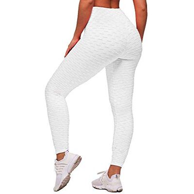 Memoryee Leggings voor dames, anti-cellulitis billen push-up, elastisch, hoge taille, sport, yogabroek, Wit. L Memoryee Leggings voor dames, anti-cellulitis billen push-up, elastisch, hoge taille, sport, yogabroek, Wit. L
