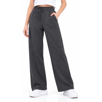 COMEOR Joggingbroek voor dames, losse trainingsbroek, brede pijpen, hoge elastische tailleband met trekkoord, sportkleding, yoga, ontspanning, vrije tijd M COMEOR Joggingbroek voor dames, losse trainingsbroek, brede pijpen, hoge elastische tailleband met trekkoord, sportkleding, yoga, ontspanning, vrije tijd M