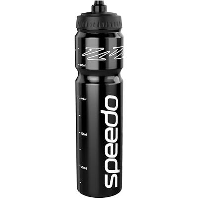 Speedo Uniseks waterfles voor volwassenen, 1 liter, zwart/wit, één maat Speedo Uniseks waterfles voor volwassenen, 1 liter, zwart/wit, één maat