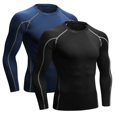 Niksa 2 stuks heren korte mouwen sport t-shirt compressieshirt voor hardlopen, fitness, sport, opleiding en gym voor mannen XL Niksa 2 stuks heren korte mouwen sport t-shirt compressieshirt voor hardlopen, fitness, sport, opleiding en gym voor mannen XL