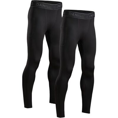 DANISH ENDURANCE Compressiepanty's voor heren, anti-wrijving, sport en hardlopen, 2 stuks, zwart. L DANISH ENDURANCE Compressiepanty's voor heren, anti-wrijving, sport en hardlopen, 2 stuks, zwart. L