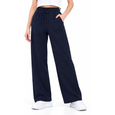 COMEOR Joggingbroek voor dames, losse trainingsbroek, brede pijpen, hoge elastische tailleband met trekkoord, sportkleding, yoga, ontspanning, vrije tijd M COMEOR Joggingbroek voor dames, losse trainingsbroek, brede pijpen, hoge elastische tailleband met trekkoord, sportkleding, yoga, ontspanning, vrije tijd M