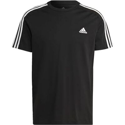Adidas Heren T-shirt Essentials Single Jersey 3-Stripes Tee, Zwart/Wit, XXL Adidas Heren T-shirt Essentials Single Jersey 3-Stripes Tee, Zwart/Wit, XXL