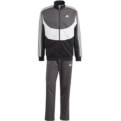 Adidas Heren Colorblock Track Suit, zwart/wit/grijs Six, S Adidas Heren Colorblock Track Suit, zwart/wit/grijs Six, S