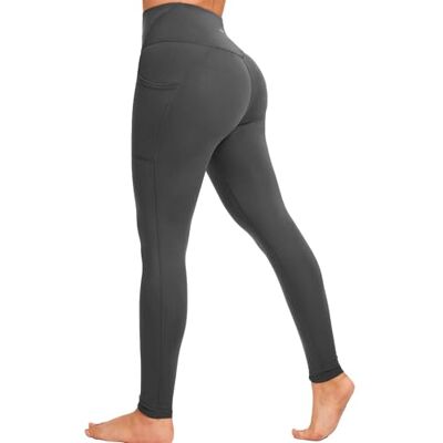 CAMBIVO Sportlegging voor dames, hoge taille, fitness, hardlopen, yoga, grijs., L L CAMBIVO Sportlegging voor dames, hoge taille, fitness, hardlopen, yoga, grijs., L L
