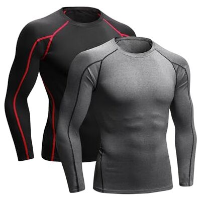 Niksa 2 stuks heren korte mouwen sport t-shirt compressieshirt voor hardlopen, fitness, sport, opleiding en gym voor mannen XL Niksa 2 stuks heren korte mouwen sport t-shirt compressieshirt voor hardlopen, fitness, sport, opleiding en gym voor mannen XL