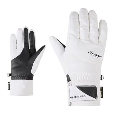 Ziener KLENN-Z Gants de ski/sports d'hiver pour femme Gore-Tex Primaloft Sans PFC Blanc Taille 6 Ziener KLENN-Z Gants de ski/sports d'hiver pour femme Gore-Tex Primaloft Sans PFC Blanc Taille 6
