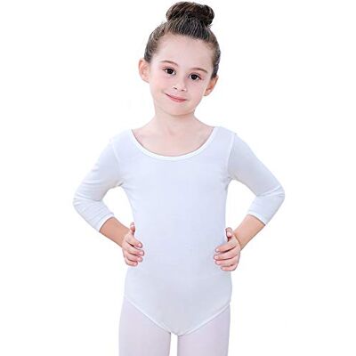 Soudittur Turnpakje voor kinderen, meisjes, klassiek, 3/4 mouwen, gymnastiek, trainingspak, bodysuit, danskleding (wit, etiket 140 (hoogte: 135-145 cm) Soudittur Turnpakje voor kinderen, meisjes, klassiek, 3/4 mouwen, gymnastiek, trainingspak, bodysuit, danskleding (wit, etiket 140 (hoogte: 135-145 cm)