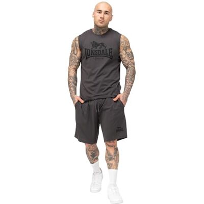 Lonsdale Heren T-shirt en shorts, mouwloos, normale pasvorm, antraciet, zwart, M Lonsdale Heren T-shirt en shorts, mouwloos, normale pasvorm, antraciet, zwart, M