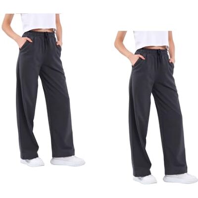 COMEOR Joggingbroek voor dames, losse trainingsbroek, brede pijpen, hoge elastische tailleband met trekkoord, sportkleding, yoga, ontspanning, vrije tijd XL COMEOR Joggingbroek voor dames, losse trainingsbroek, brede pijpen, hoge elastische tailleband met trekkoord, sportkleding, yoga, ontspanning, vrije tijd XL
