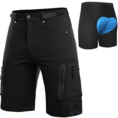 Cycorld MTB-broek voor heren, sneldrogend, mountainbike met 4D-zitkussen, elastische outdoor sport, Black+pad., S Cycorld MTB-broek voor heren, sneldrogend, mountainbike met 4D-zitkussen, elastische outdoor sport, Black+pad., S