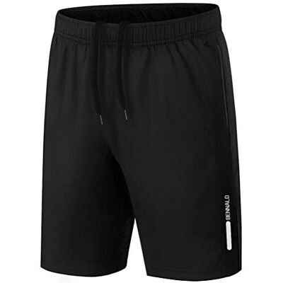 BENNALD Korte sportbroek voor heren, korte joggingbroek, trainingsbroek voor mannen, sneldrogend, hardloopbroek, sweatshorts met tas voor sport, fitness, outdoor, zomer, zwart XL BENNALD Korte sportbroek voor heren, korte joggingbroek, trainingsbroek voor mannen, sneldrogend, hardloopbroek, sweatshorts met tas voor sport, fitness, outdoor, zomer, zwart XL