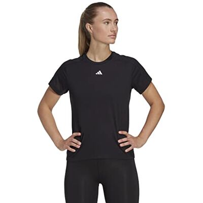 Adidas AEROREADY Train Essentials Minimal Branding Crewneck Tee voor dames, zwart, XS Adidas AEROREADY Train Essentials Minimal Branding Crewneck Tee voor dames, zwart, XS