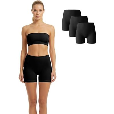 Basic Treasure Set van 3 korte leggings voor dames, fietsbroek voor dames, ondergoed, anti-wrijving rok, zwart. XXL Basic Treasure Set van 3 korte leggings voor dames, fietsbroek voor dames, ondergoed, anti-wrijving rok, zwart. XXL