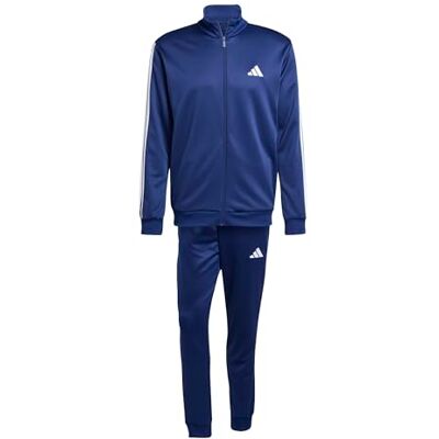 Adidas Herentrainingspakken, 3 strepen, French terry, donkerblauw/wit, XL Adidas Herentrainingspakken, 3 strepen, French terry, donkerblauw/wit, XL