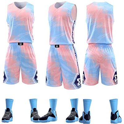 HULG Shirt en shorts van basketbaljersey, kostuum zonder mouwen, basketbal, basketbalshirt voor volwassenen, sportkleding van basketbal, vest T-shirt + shorts HULG Shirt en shorts van basketbaljersey, kostuum zonder mouwen, basketbal, basketbalshirt voor volwassenen, sportkleding van basketbal, vest T-shirt + shorts