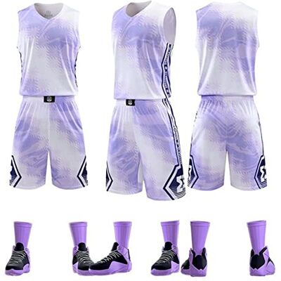 HULG Shirt en shorts van basketbaljersey, kostuum zonder mouwen, basketbal, basketbalshirt voor volwassenen, sportkleding van basketbal, vest T-shirt + shorts HULG Shirt en shorts van basketbaljersey, kostuum zonder mouwen, basketbal, basketbalshirt voor volwassenen, sportkleding van basketbal, vest T-shirt + shorts