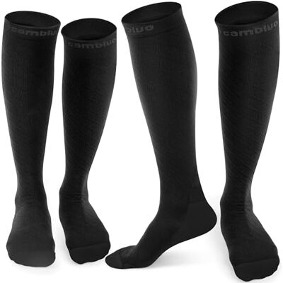 CAMBIVO Compressiekousen voor dames en heren, 2 paar, 20-30 mmHg druk, steunkousen voor circulatie en spataderen voor sport, hardlopen, voetbal, vliegreizen S-M CAMBIVO Compressiekousen voor dames en heren, 2 paar, 20-30 mmHg druk, steunkousen voor circulatie en spataderen voor sport, hardlopen, voetbal, vliegreizen S-M