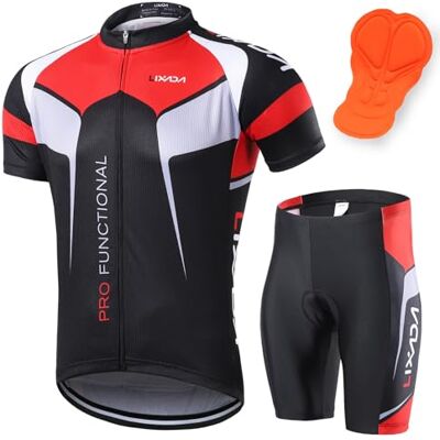 Lixada Fietsshirt met korte mouwen voor heren, sneldrogend, ademend, 3D gevoerde shorts Lixada Fietsshirt met korte mouwen voor heren, sneldrogend, ademend, 3D gevoerde shorts