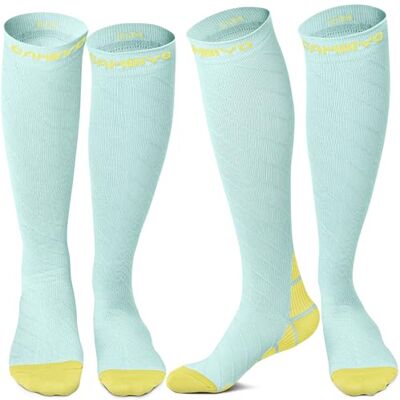 CAMBIVO 2 Paires Chaussette de Contention Femme et Homme, 20-30 mmHg Bas de Contention, Chaussettes de Compression Circulation pour Sport, Course, Football, Voyage en Avion L-XL CAMBIVO 2 Paires Chaussette de Contention Femme et Homme, 20-30 mmHg Bas de Contention, Chaussettes de Compression Circulation pour Sport, Course, Football, Voyage en Avion L-XL