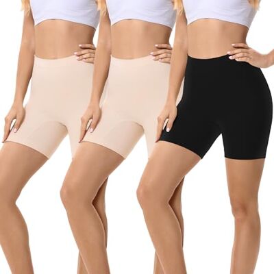 FALARY Set van 3 fietsboxers voor dames Korte broek onder jurk Legging Anti-schuren Voor de zomer Yoga Wit, zwart, beige XL FALARY Set van 3 fietsboxers voor dames Korte broek onder jurk Legging Anti-schuren Voor de zomer Yoga Wit, zwart, beige XL