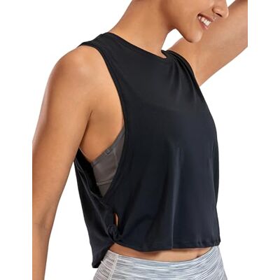 CRZ YOGA Dames Pima Cotton Workout Tank Crop Sport Shirt Mouwloos Yoga Running Tops Entraînement, Naturellement Doux, Lâche, Crop, Col Rond, Nœuds Latéraux, Débardeurs pour Femme S CRZ YOGA Dames Pima Cotton Workout Tank Crop Sport Shirt Mouwloos Yoga Running Tops Entraînement, Naturellement Doux, Lâche, Crop, Col Rond, Nœuds Latéraux, Débardeurs pour Femme S