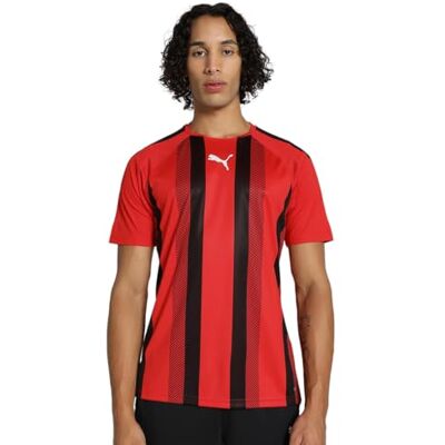 Puma Teamliga T-shirt voor heren, gestreept jersey, rood-, zwart/, wit Puma Teamliga T-shirt voor heren, gestreept jersey, rood-, zwart/, wit