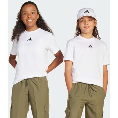 Adidas Uniseks kinderen Essentials shirt, wit/zwart, 15-16 jaar Adidas Uniseks kinderen Essentials shirt, wit/zwart, 15-16 jaar