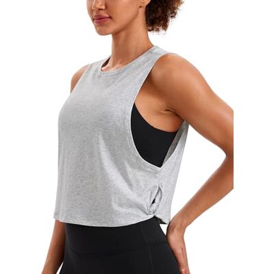 CRZ YOGA Dames Pima Cotton Workout Tank Crop Sport Shirt Mouwloos Yoga Running Tops Entraînement, Naturellement Doux, Lâche, Crop, Col Rond, Nœuds Latéraux, Débardeurs pour Femme 38 CRZ YOGA Dames Pima Cotton Workout Tank Crop Sport Shirt Mouwloos Yoga Running Tops Entraînement, Naturellement Doux, Lâche, Crop, Col Rond, Nœuds Latéraux, Débardeurs pour Femme 38