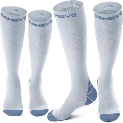 CAMBIVO 2 Paires Chaussette de Contention Femme et Homme, 20-30 mmHg Bas de Contention, Chaussettes de Compression Circulation pour Sport, Course, Football, Voyage en Avion XXL CAMBIVO 2 Paires Chaussette de Contention Femme et Homme, 20-30 mmHg Bas de Contention, Chaussettes de Compression Circulation pour Sport, Course, Football, Voyage en Avion XXL